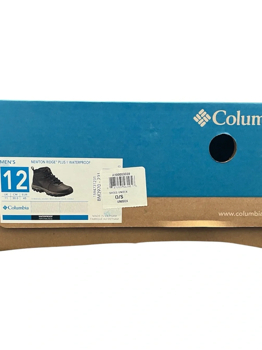 Columbia Newton Ridge Plus II Waterproof Hiking Boots Brown Men’s 12 NEW